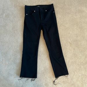 Express Midrise Cropped Flare Jeans with Raw Hem, Size 8